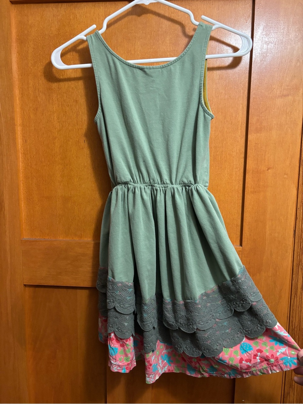 Matilda Jane Peaceful Plains Green Lace Tank Dress Pockets Girls Size 10 Youth - Picture 5 of 5